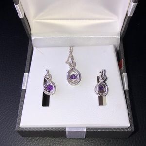 Birthstone sterling silver earrings and necklace